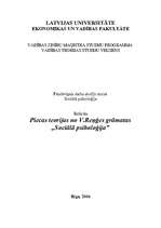 Konspekts 'Piecas teorijas no V.Reņģes grāmatas „Sociālā psiholoģija”', 1.
