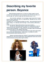 Eseja 'Describing My Favorite Person. Beyonce', 1.