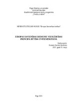 Eseja 'Eiropas Savienības dzimumu vienlīdzības principa būtība un piemērošana', 1.