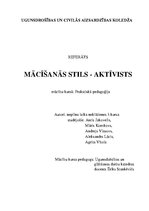 Referāts 'Mācīšanās stils - aktīvists', 1.