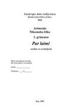 Konspekts 'Aristoteļa "Nikomaha ētikas" 1.grāmatas analīze', 1.