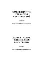 Referāts 'Administrative Violations in Road Traffic', 1.
