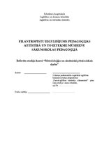 Referāts 'Filantropistu ieguldījums pedagoģijas attīstībā un to ietekme mūsdienu sākumskol', 1.