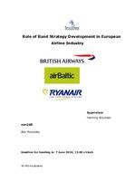 Diplomdarbs 'Role of Band Strategy Development in European Airline Industry', 1.