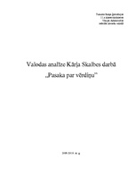 Referāts 'Valodas analīze Kārļa Skalbes darbā "Pasaka par vērdiņu"', 1.