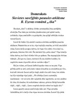 Eseja 'Sievietes sarežģītās pasaules atklāsme R.Ezeras romānā "Aka"', 1.