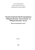 Referāts 'Pasaules čempionāta futbolā atspoguļojums 1938.gada laikrakstā "Sporta Pasaule" ', 1.
