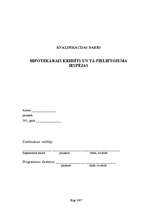 Referāts 'Hipotekārie kredīti un to pielietojuma iespējas', 1.