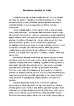 Eseja 'Renesanses sadzīve un mode', 1.