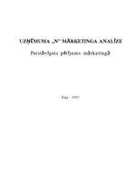Referāts 'Uzņēmuma "N" mārketinga analīze', 1.