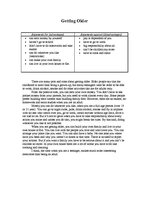 Eseja 'Getting Older (with Advantages and Disadvantages)', 1.