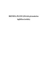 Biznesa plāns 'Privātā pirmsskolas izglītības iestāde', 1.