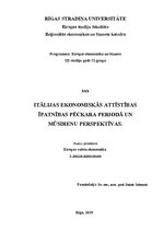 Konspekts 'Itālijas ekonomiskās attīstības īpatnības pēckara periodā un mūsdienu perspektīv', 1.