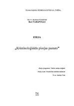 Eseja 'Kriminoloģiskās pieejas pamats', 1.