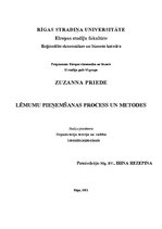 Konspekts 'Lēmumu pieņemšanas process un metodes', 1.