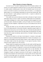 Eseja 'Role of Teacher in Inclusive Education', 1.