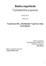 Referāts 'Uzņēmuma SIA "Metālkalējs" piecu galveno risku novērtējums', 1.