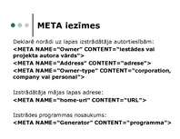 Konspekts 'META iezīmes', 9.