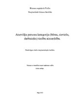 Referāts 'Atsevišķu personu kategoriju (bērnu, sieviešu, darbinieku) tiesību aizsardzība', 1.