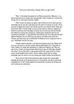 Eseja 'Does your personality change when you get older?', 1.