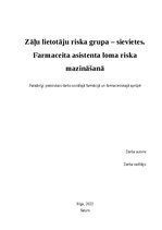 Referāts 'Zāļu lietotāju riska grupa – sievietes. Farmaceita asistenta loma riska mazināša', 1.