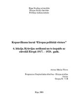 Referāts 'Krievijas notikumi un to iespaids uz stāvokli Eiropā 1917.-1920.gadā', 1.