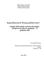 Konspekts 'Reformācija un kontrreformācija Eiropā un tās sekas 16.gs.-17.gs. vidū', 1.