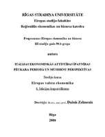 Konspekts 'Itālijas ekonomiskās attīstības īpatnības pēckara periodā un mūsdienu perspektīv', 1.