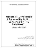 Eseja 'Modernist Conception of Personality in Lawrence's "The Rainbow"', 1.