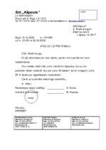 Paraugs 'Atbilde pretenzijai', 1.