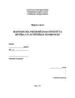 Diplomdarbs 'Mantojuma pieņemšanas būtība un attīstības tendences', 1.