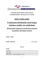 Diplomdarbs 'Uzņēmuma darbinieku motivācijas sistēmas analīze un uzlabošana', 2.