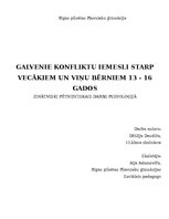 Referāts 'Galvenie konfliktu iemesli starp vecākiem un viņu bērniem 13 - 16 gados', 1.