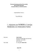 Referāts 'Ziņojums par Nordea, Latvijas Krājbanku un Aizkraukles banku', 1.