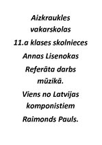 Konspekts 'Raimonds Pauls', 1.