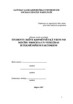 Referāts 'Studentu dzīve kopmītnēs kā viens no mācību procesa un veselību ietekmējošiem fa', 1.