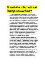 Eseja 'Draudzība internetā vai reālajā saskarsmē?', 1.