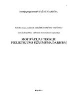 Referāts 'Motivācijas teoriju pielietojums uzņēmuma darbībā', 1.