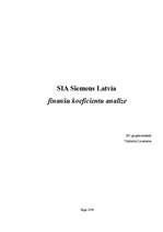 Referāts 'SIA "Siemens Latvia" finanšu koeficientu analīze', 1.