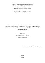 Konspekts 'Tiešais mārketings kā firmas kopējās mārketinga sistēmas daļa', 1.