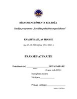 Prakses atskaite 'Sociālās palīdzības organizators', 1.