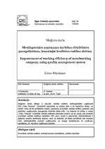 Diplomdarbs 'Metālapstrādes uzņēmumu darbības efektivitātes paaugstināšana, izmantojot kvalit', 1.