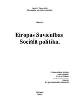 Referāts 'Eiropas Savienības sociālā politika', 1.