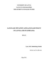 Eseja 'Language Situation and Language Policy in Latvia and in Lithuania', 1.