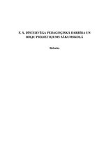 Referāts 'F.Ā.Dīstervēga pedagoģiskā darbība un ideju pielietojums sākumskolā', 1.