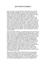 Eseja 'Jānis Rainis (English)', 1.
