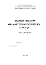 Diplomdarbs 'Fiziskās personas grāmatvedības uzskaite un nodokļi', 1.