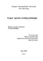 Referāts 'Grupas izpratne sociālajā psiholoģijā', 1.