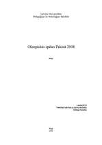 Eseja 'Olimpiskās spēles Pekinā', 1.