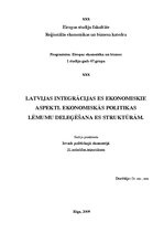 Konspekts 'Latvijas integrācijas ES ekonomiskie aspekti. Ekonomiskās politikas lēmumu deleģ', 1.
